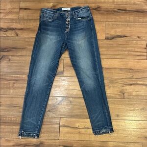 Flying Monkey Dark Wash Button-Fly Ankle Jeans - Blue